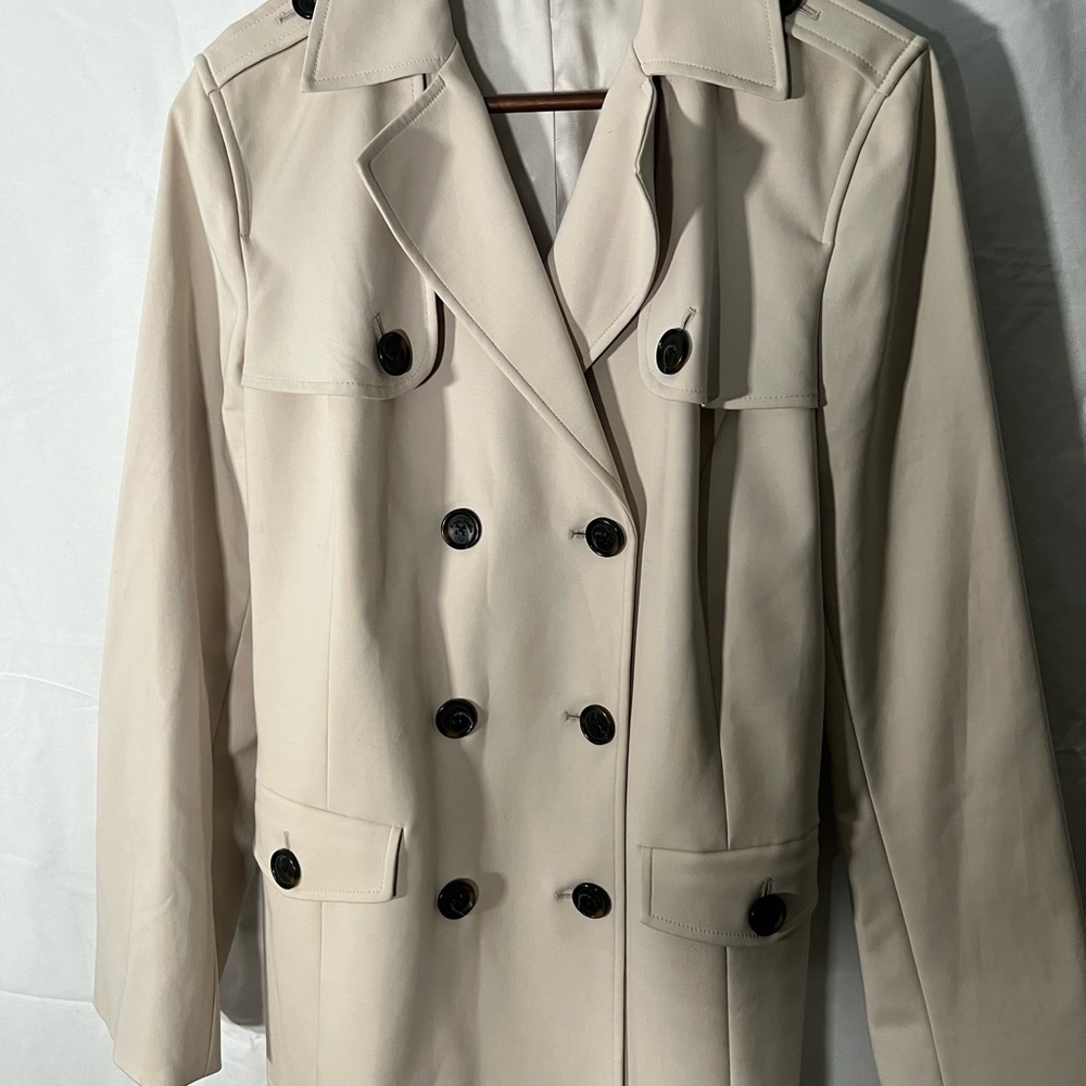 Brooks Brothers short trench coat in ivory